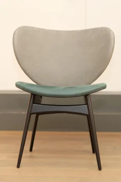 2er-Set Stuhl Alma Bezug Leder Kashmir Sitz Petrol Blau Rücken Mousse Grau Füße Schwarz Lack