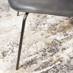 2er-Set Stuhl Alvaro Nordic Rücken Bezug Stoff Ascot Graphite Sitz Leder Sauvage Anthrazit Gestell Struktur Schwarz