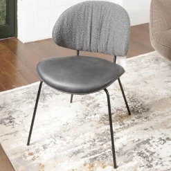 2er-Set Stuhl Alvaro Nordic Rücken Bezug Stoff Ascot Graphite Sitz Leder Sauvage Anthrazit Gestell Struktur Schwarz