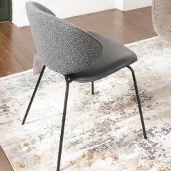 2er-Set Stuhl Alvaro Nordic Rücken Bezug Stoff Ascot Graphite Sitz Leder Sauvage Anthrazit Gestell Struktur Schwarz