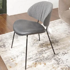 2er-Set Stuhl Alvaro Nordic Rücken Bezug Stoff Ascot Graphite Sitz Leder Sauvage Anthrazit Gestell Struktur Schwarz