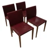 4er-Set Stuhl Andoo Bezug Leder Dunkelrot Gestell Nussbaum