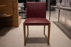 4er-Set Stuhl Andoo Bezug Leder Dunkelrot Gestell Nussbaum