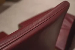 4er-Set Stuhl Andoo Bezug Leder Dunkelrot Gestell Nussbaum