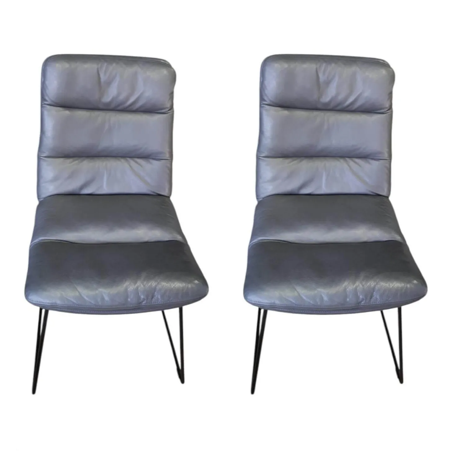 2er-Set Stuhl Arva 1512 OA2 Leder Sauvage 4 8102 Anthrazit Rundrohrgestell M02 Struktur Schwarz