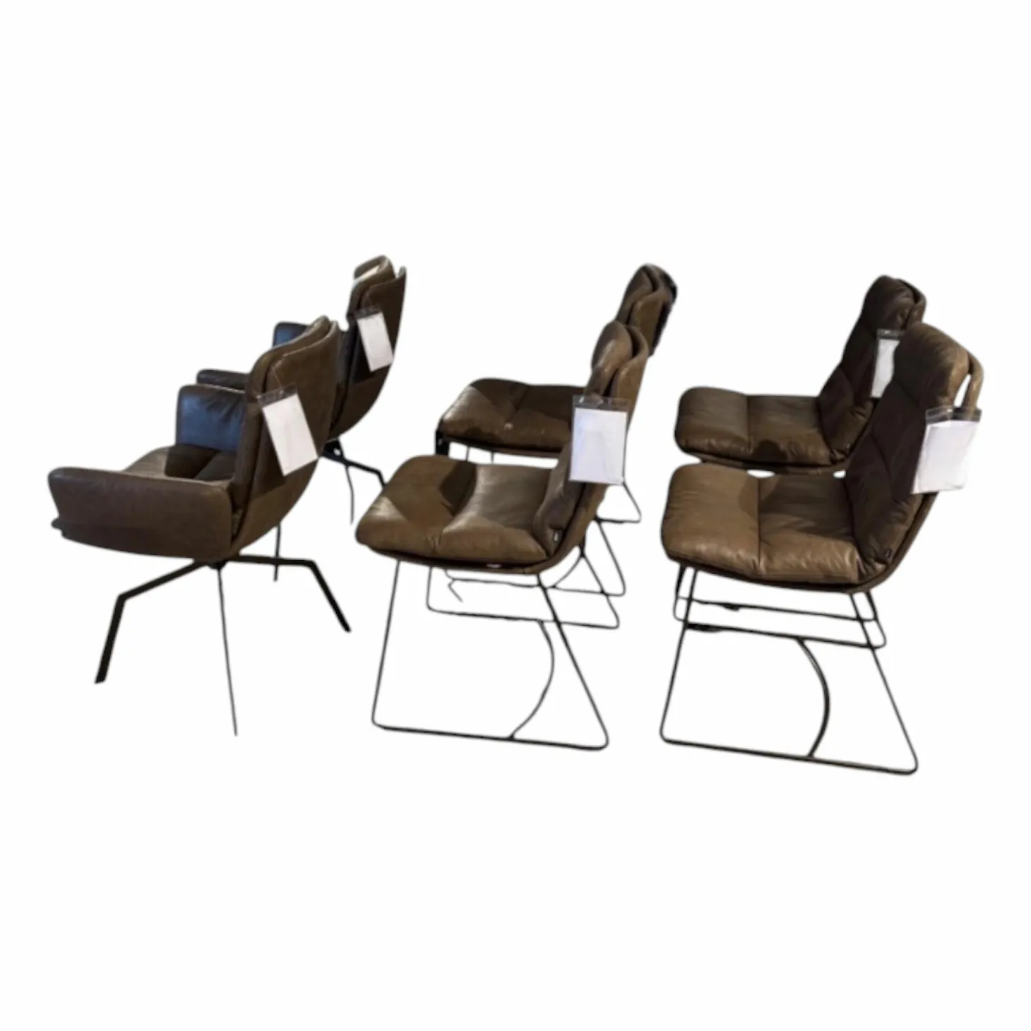 6er-Set Stuhl Arva Leder Rawhide Braun Gestell Metall Makadamia Braun