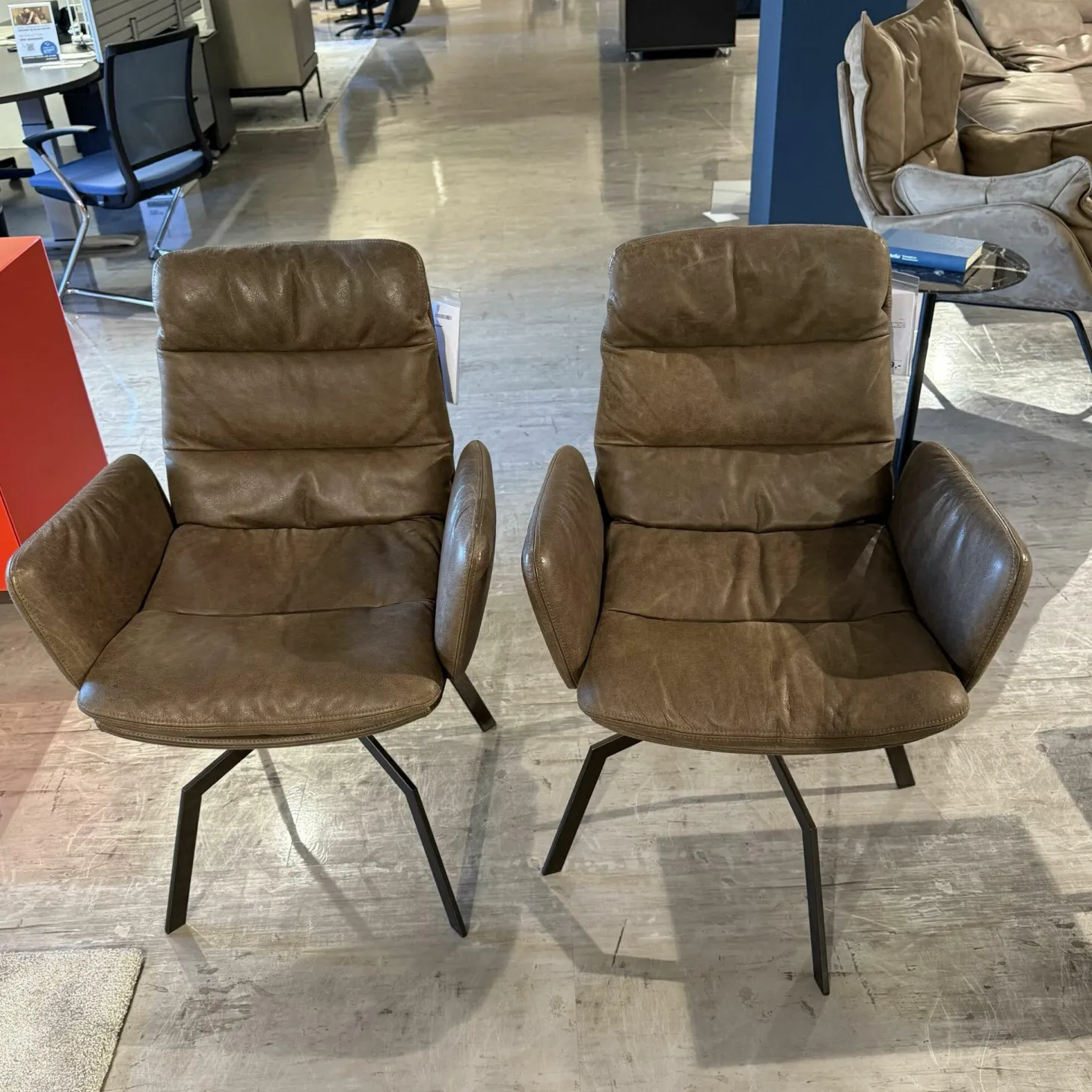 6er-Set Stuhl Arva Leder Rawhide Braun Gestell Metall Makadamia Braun