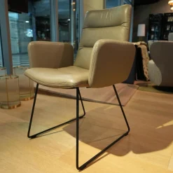 2er-Set Stuhl Arva Light Leder Sauvage Schlammgrau 8103 Drahtkufengestell Struktur Schwarz