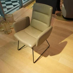 2er-Set Stuhl Arva Light Leder Sauvage Schlammgrau 8103 Drahtkufengestell Struktur Schwarz