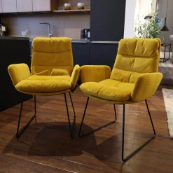 2er-Set Stuhl Arva Stoff Seven Ocre 23 Gelb Gestell Metall Schwarz