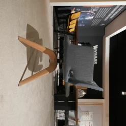 2er-Set Stuhl Aye Asdma Stoff Canvas Hellblau Füße Eiche Weißöl Drehgestell