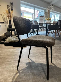 6er-Set Stuhl Bouc Stoff Ascot Mouse Grau Schwarz 4 Fuß Schwarz Pulverbeschichtet