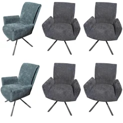 6er-Set Stuhl Boulder Stoff Anthrazit Oliv Gestell Schwarz Drehbar