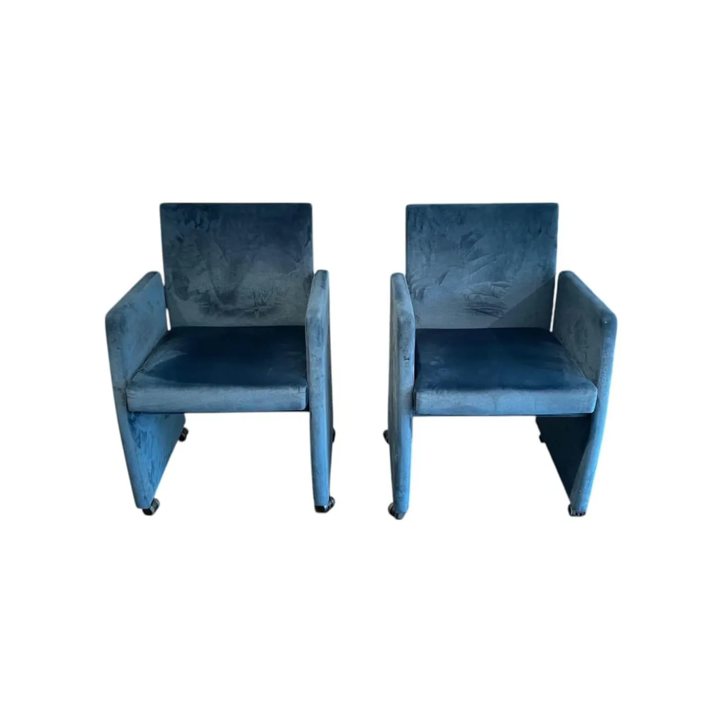 2er-Set Stuhl Brandon A Stoff Royalblue Blau Rahmen Lack Matt Schwarz Mit Doppelrollen Schwarz