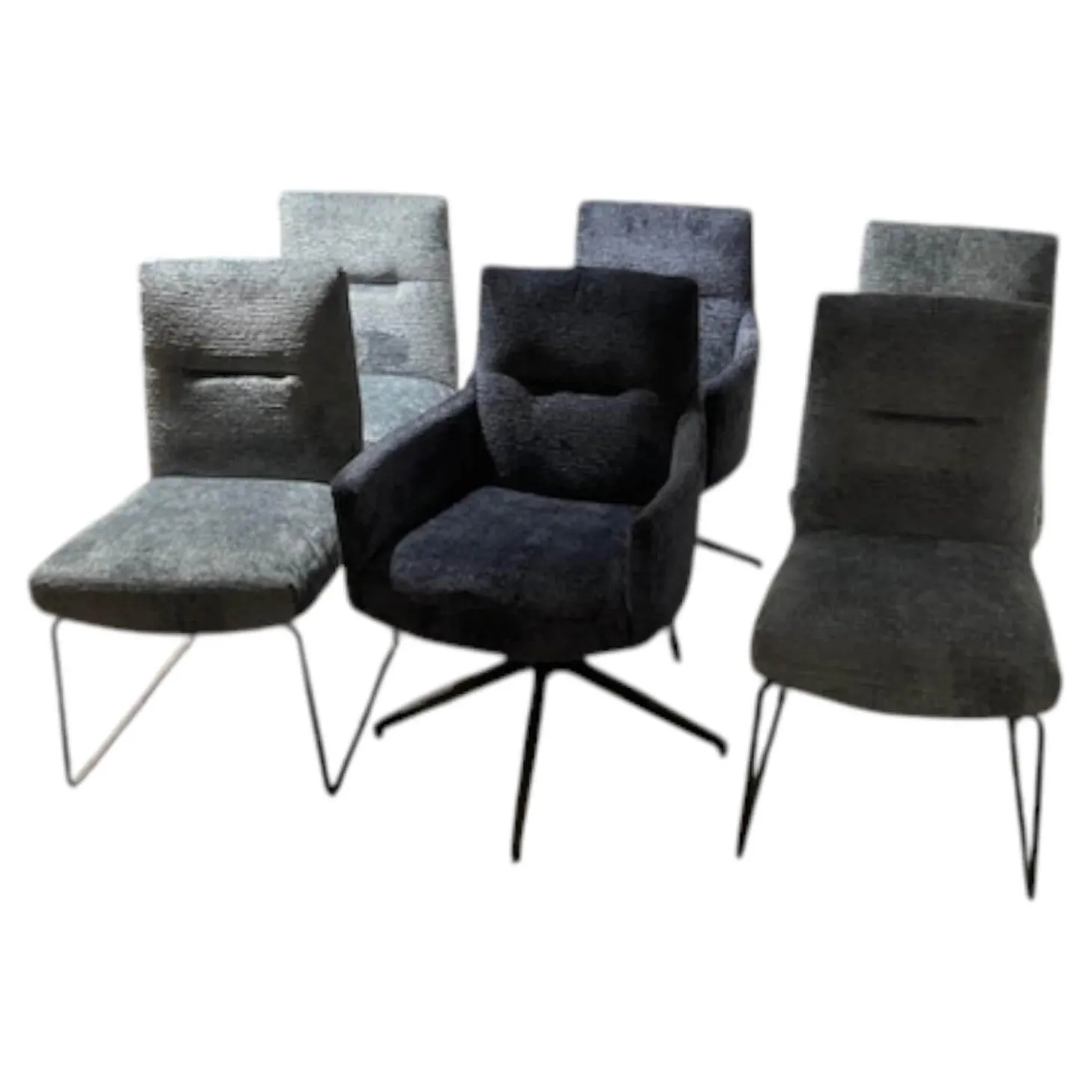 6er-Set Stuhl Calgary Stoff Fusion Niagara 158 & Indigo 90 Blau