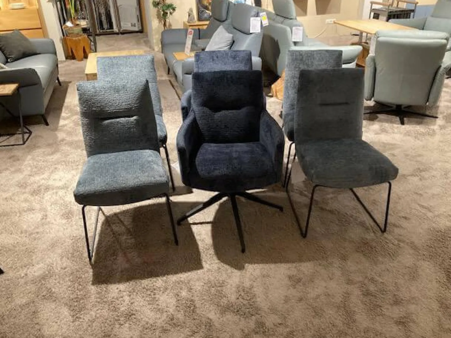 6er-Set Stuhl Calgary Stoff Fusion Niagara 158 & Indigo 90 Blau