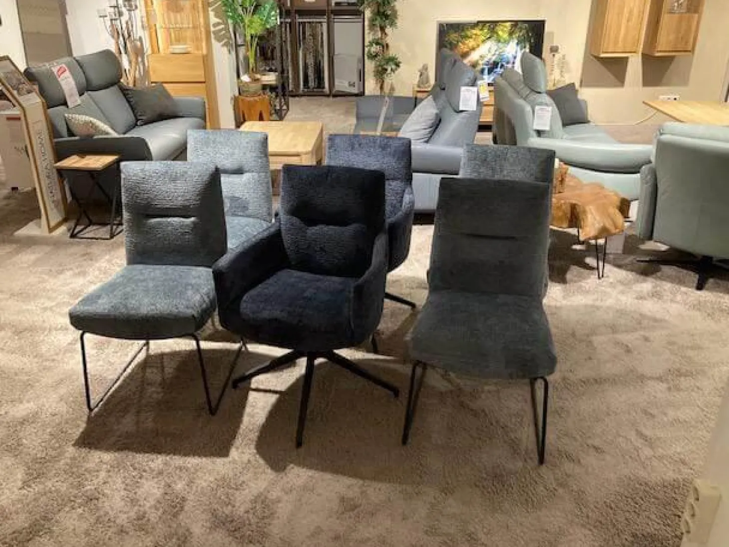 6er-Set Stuhl Calgary Stoff Fusion Niagara 158 & Indigo 90 Blau