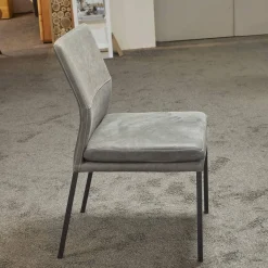 6er-Set Stuhl Carry Leder Sierra Anthrazit Kontrastnaht Beige 4-Fuß Metall Pulverbeschichtet Schwarz