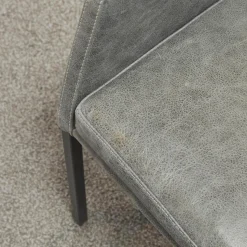 6er-Set Stuhl Carry Leder Sierra Anthrazit Kontrastnaht Beige 4-Fuß Metall Pulverbeschichtet Schwarz