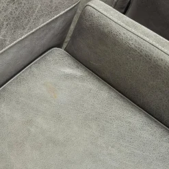 6er-Set Stuhl Carry Leder Sierra Anthrazit Kontrastnaht Beige 4-Fuß Metall Pulverbeschichtet Schwarz