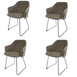 4er-Set Stuhl Choice Stoff Cane Line Natté Taupe Grau Schale Polypropylen Schwarz Gestell Kufe Stahl Black Schwarz Warmverzinkt