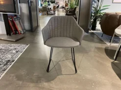 4er-Set Stuhl Choice Stoff Cane Line Natté Taupe Grau Schale Polypropylen Schwarz Gestell Kufe Stahl Black Schwarz Warmverzinkt