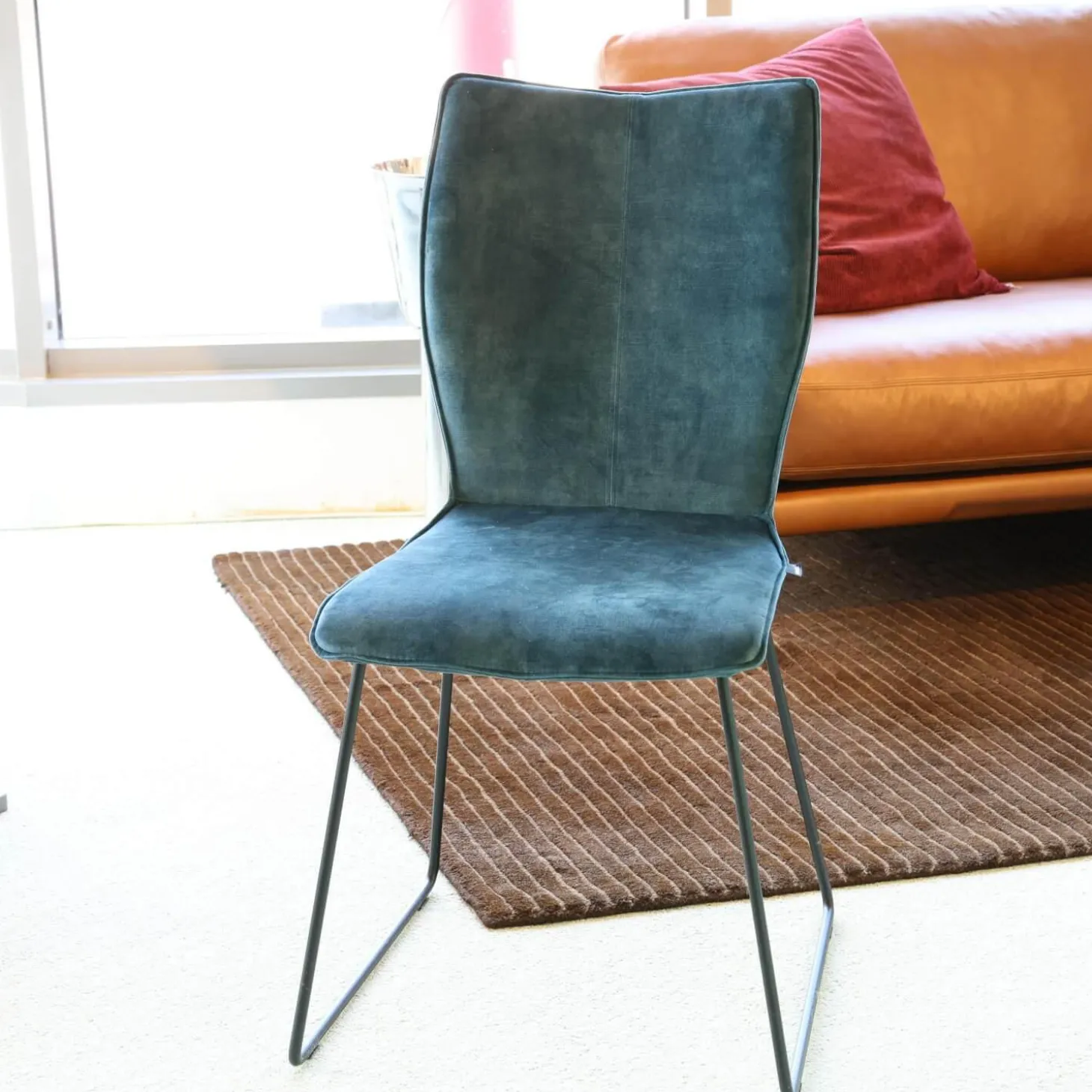 2er-Set Stuhl CO Matrix Bezug Stoff Adore Petrol Füße Stahl Schwarz Pulverbeschichtet