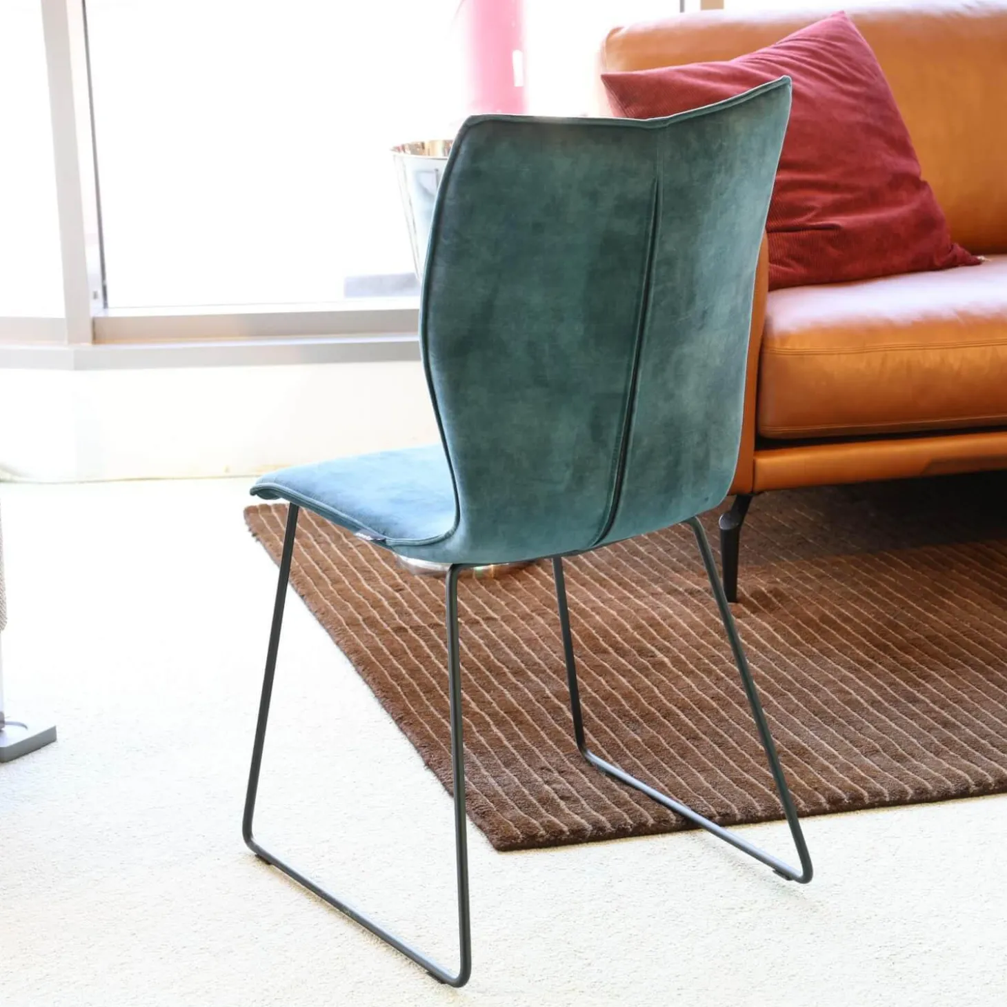 2er-Set Stuhl CO Matrix Bezug Stoff Adore Petrol Füße Stahl Schwarz Pulverbeschichtet