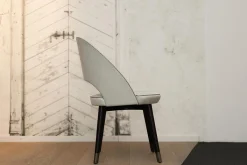 4er-Set Stuhl Colette Bezug Leder Kashmir Nuage Hellgrau Gestell Buche Wengefarben Gebeizt