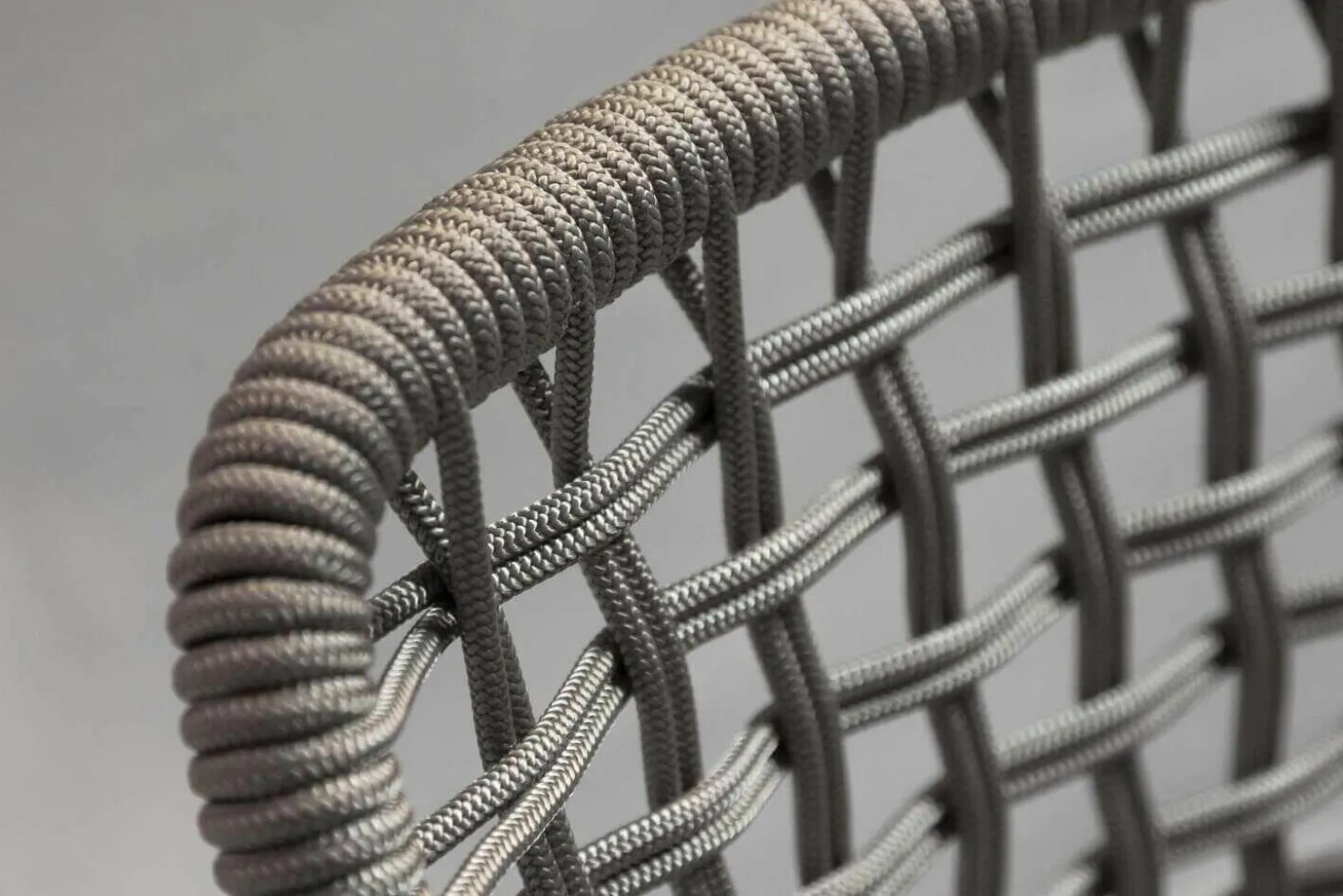 2er-Set Stuhl Corda Chair Handgeflochtene Sitzfläche Stoff Kevlar Hellgrau