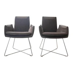 2er-Set Stuhl Cordia Leder 172 Trüffel Grau 9081