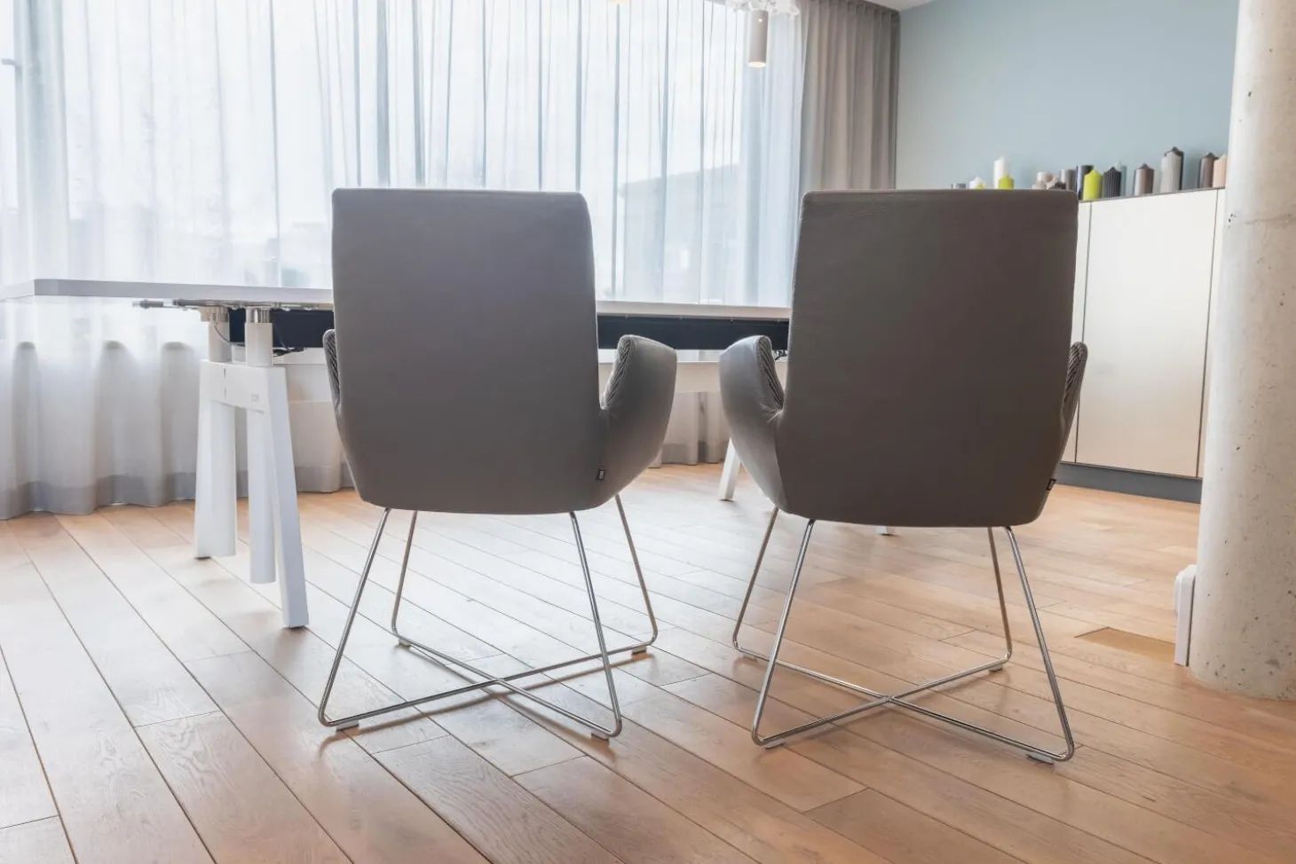 2er-Set Stuhl Cordia Leder 172 Trüffel Grau 9081