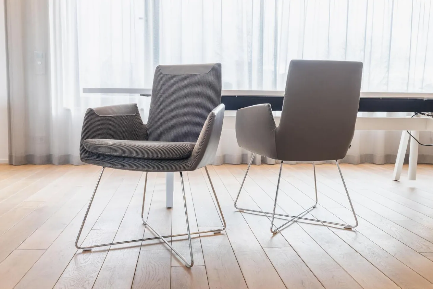 2er-Set Stuhl Cordia Leder 172 Trüffel Grau 9081