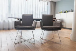 2er-Set Stuhl Cordia Leder 172 Trüffel Grau 9081