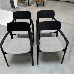 4er-Set Stuhl Curve Stoff E Skyros 04 Visione Grau Gestell Ulme Schwarz