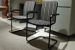 2er-Set Stuhl D14 Bauhaus-Stof Schwarz Weiß Stahlrohr Schwarz Pulverbeschichtet