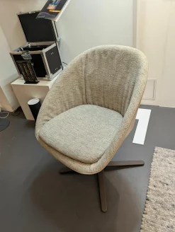 6er-Set Stuhl Dan Innen Stoff Heris Leder Außen Kreuzfuß-Drehgestell Dunkelbronze