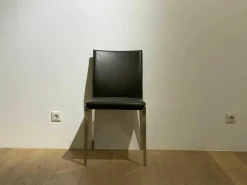 4er-Set Stuhl Dart Leder Braun Mocca Gestell Aluminiumdruckguss Hochglanz