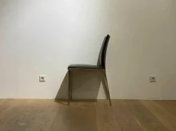 4er-Set Stuhl Dart Leder Braun Mocca Gestell Aluminiumdruckguss Hochglanz