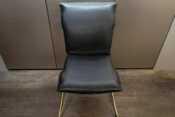 2er-Set Stuhl DS-0515 Leder Neck Blackk Schwarz Gestell Goldfarben