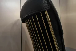 2er-Set Stuhl DS-0515 Leder Neck Blackk Schwarz Gestell Goldfarben