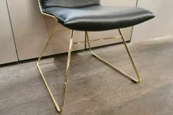 2er-Set Stuhl DS-0515 Leder Neck Blackk Schwarz Gestell Goldfarben
