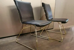 2er-Set Stuhl DS-0515 Leder Neck Blackk Schwarz Gestell Goldfarben