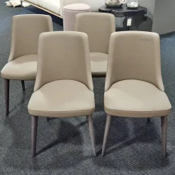 4er-Set Stuhl Eva Kunstleder A Farbe Talpa Beige Füße Eiche Grigio ohne Armlehne