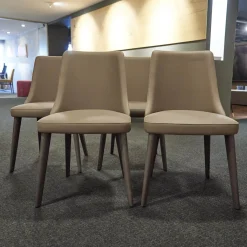 4er-Set Stuhl Eva Kunstleder A Farbe Talpa Beige Füße Eiche Grigio ohne Armlehne