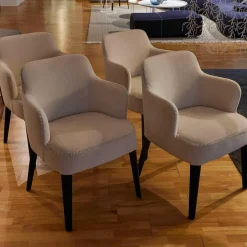 6er-Set Stuhl Febo Maxalto Apta Stoff Licata Natur Beine Eiche Schwarz