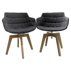 2er-Set Stuhl Flow Slim Stoff Sbiancato Tika mit vier Füßen in Bleicheiche