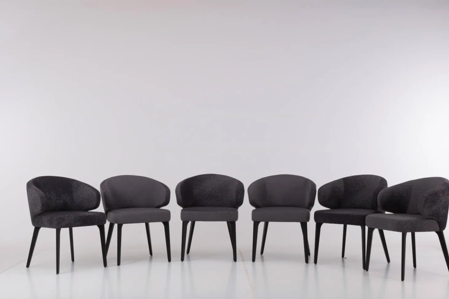 6er-Set Stuhl George Stoff Milkyway Rohi Grau Gestell Holz Schwarz Mit Drehbeschlag