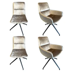 4er-Set Stuhl H100 Stoff Velour GlÀnzend Champagner