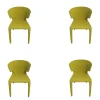 4er-Set Stuhl Hola Außen Leder 13X267 Grau Innen Stoff 13K550 Gelb Grün